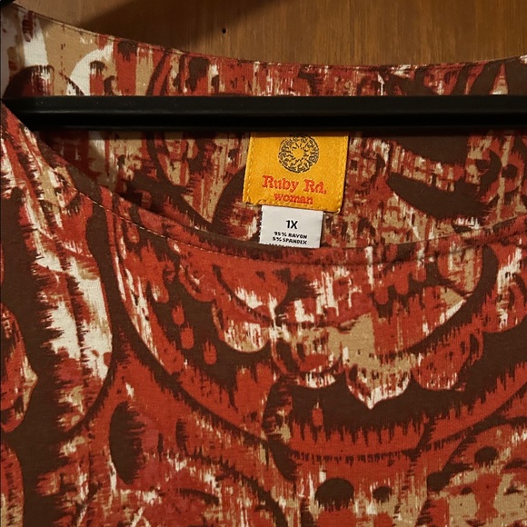 Ruby Rd. Red and Brown Patterned Tunic - Picture 2 of 3